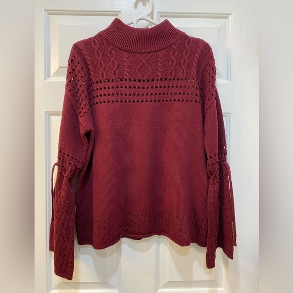 Coco + Carmen Cable Knit Embellished Sweater NWT Cinch Bell Sleeve Women Size S - Picture 1 of 9